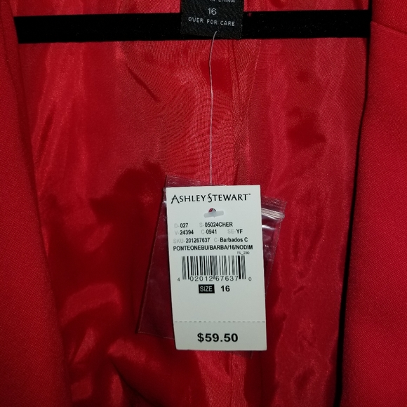 Ashley Stewart Red Power Ponte 1 Button Blazer SZ 16 - Picture 3 of 5